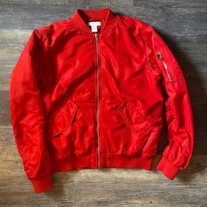 Red bomber jacket